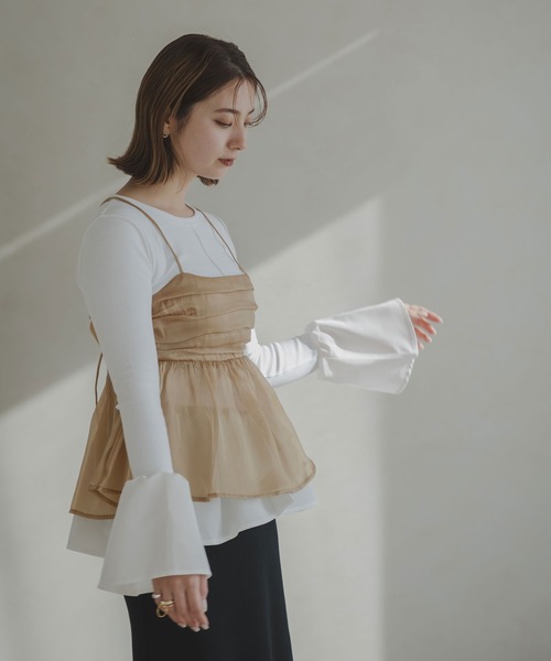 rectangle（レクタングル）の「オーガンジーペプラムキャミソール（キャミソール・レディース・グレー/ベージュ・FREE）」の11枚目の写真