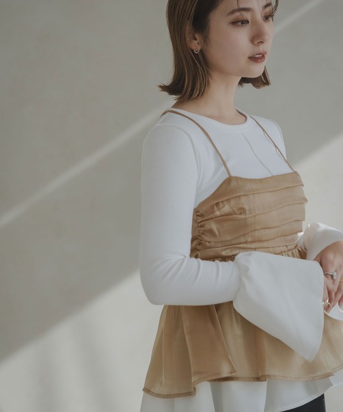 rectangle（レクタングル）の「オーガンジーペプラムキャミソール（キャミソール・レディース・グレー/ベージュ・FREE）」の8枚目の写真