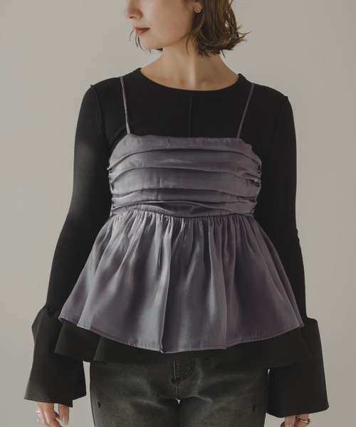 rectangle（レクタングル）の「オーガンジーペプラムキャミソール（キャミソール・レディース・グレー/ベージュ・FREE）」の10枚目の写真