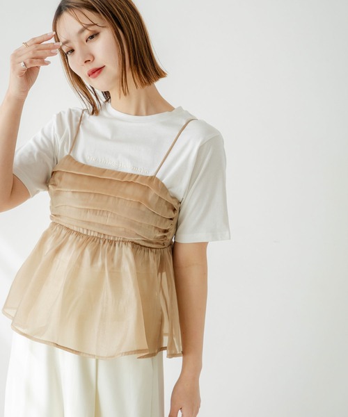 rectangle（レクタングル）の「オーガンジーペプラムキャミソール（キャミソール・レディース・グレー/ベージュ・FREE）」の3枚目の写真