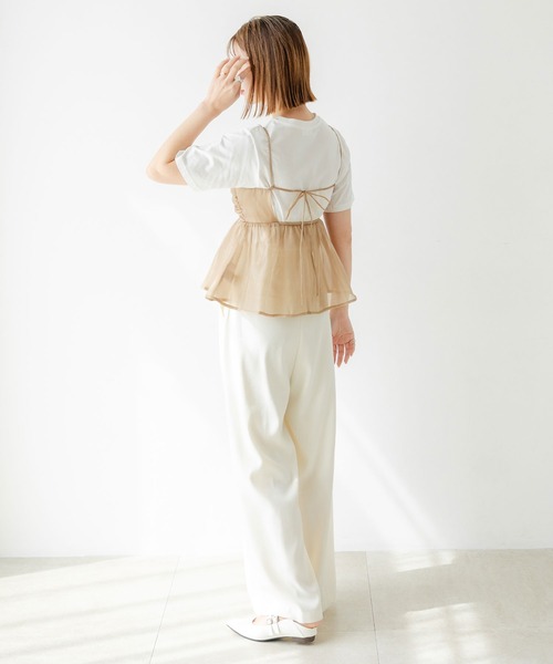 rectangle（レクタングル）の「オーガンジーペプラムキャミソール（キャミソール・レディース・グレー/ベージュ・FREE）」の4枚目の写真