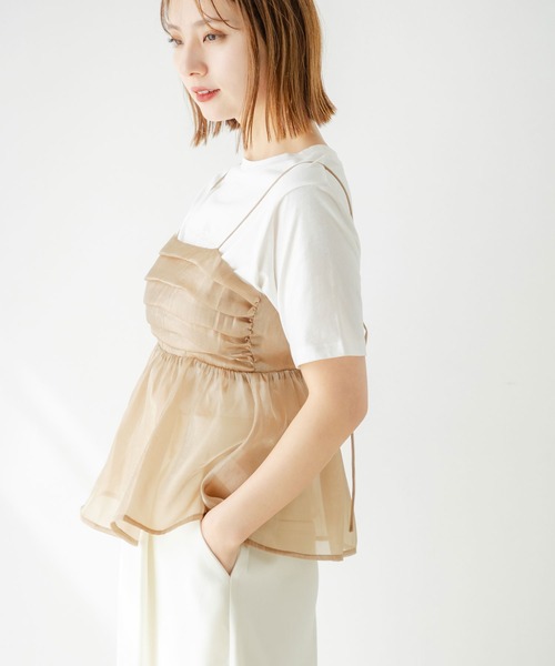 rectangle（レクタングル）の「オーガンジーペプラムキャミソール（キャミソール・レディース・グレー/ベージュ・FREE）」の5枚目の写真