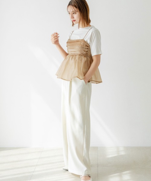 rectangle（レクタングル）の「オーガンジーペプラムキャミソール（キャミソール・レディース・グレー/ベージュ・FREE）」の7枚目の写真