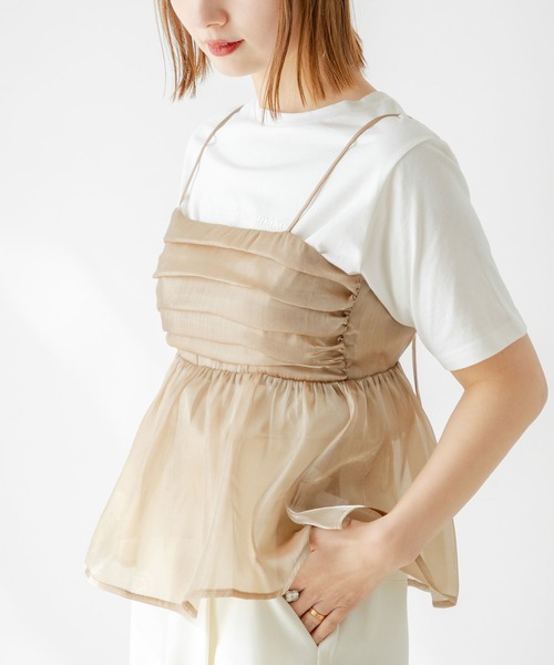 rectangle（レクタングル）の「オーガンジーペプラムキャミソール（キャミソール・レディース・グレー/ベージュ・FREE）」の17枚目の写真