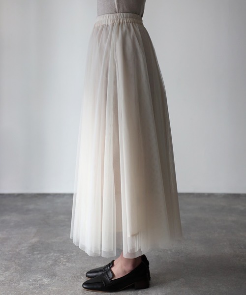 Riberry（リベリー）の「配色チュールギャザースカート（スカート・レディース・ネイビー/グリーン/チャコールグレー/アイボリー・MEDIUM）」の21枚目の写真