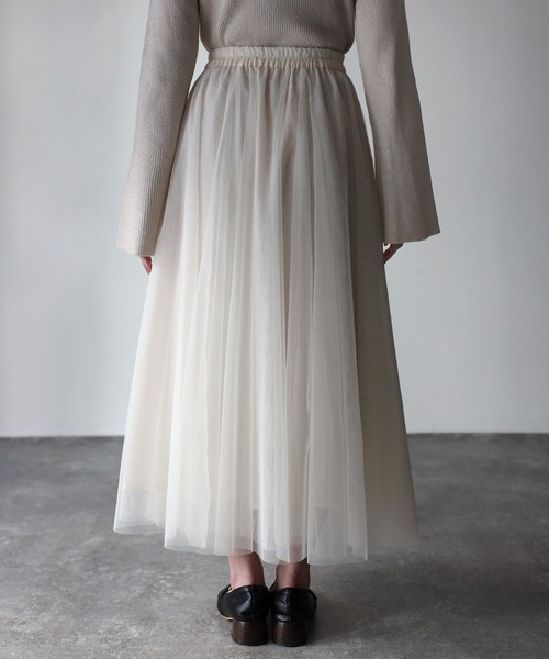 Riberry（リベリー）の「配色チュールギャザースカート（スカート・レディース・ネイビー/グリーン/チャコールグレー/アイボリー・MEDIUM）」の20枚目の写真