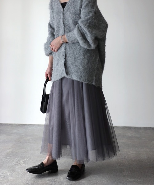 Riberry（リベリー）の「配色チュールギャザースカート（スカート・レディース・ネイビー/グリーン/チャコールグレー/アイボリー・MEDIUM）」の15枚目の写真