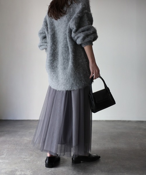 Riberry（リベリー）の「配色チュールギャザースカート（スカート・レディース・ネイビー/グリーン/チャコールグレー/アイボリー・MEDIUM）」の17枚目の写真