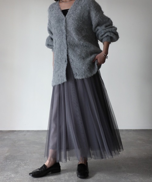 Riberry（リベリー）の「配色チュールギャザースカート（スカート・レディース・ネイビー/グリーン/チャコールグレー/アイボリー・MEDIUM）」の13枚目の写真