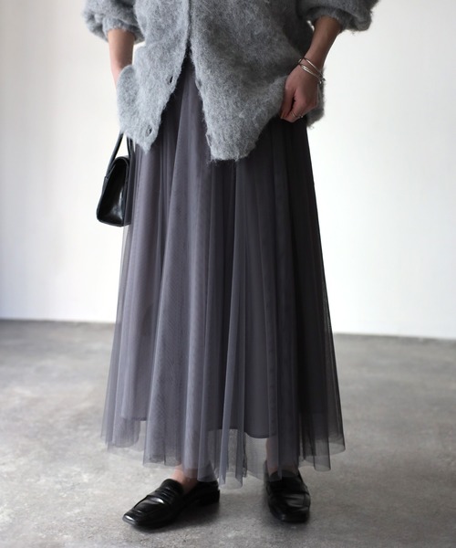 Riberry（リベリー）の「配色チュールギャザースカート（スカート・レディース・ネイビー/グリーン/チャコールグレー/アイボリー・MEDIUM）」の19枚目の写真