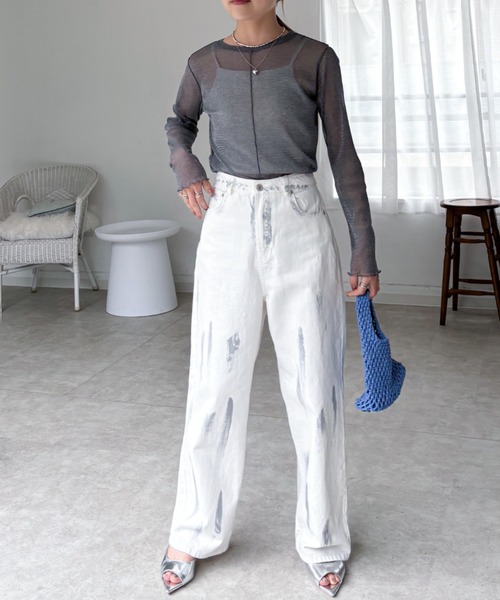 EPIMI E'PIMMY(エピミエピミー)の「箔ペイントワイドストレートデニム(デニムパンツ・レディース・ブルー/ネイビー/アイボリー・SMALL/MEDIUM)」の18枚目の写真