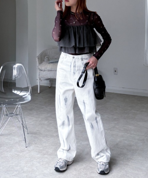 EPIMI E'PIMMY(エピミエピミー)の「箔ペイントワイドストレートデニム(デニムパンツ・レディース・ブルー/ネイビー/アイボリー・SMALL/MEDIUM)」の20枚目の写真