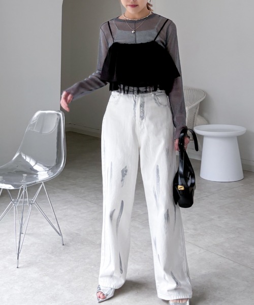 EPIMI E'PIMMY(エピミエピミー)の「箔ペイントワイドストレートデニム(デニムパンツ・レディース・ブルー/ネイビー/アイボリー・SMALL/MEDIUM)」の19枚目の写真