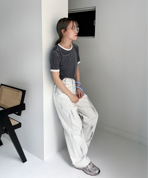 EPIMI E'PIMMY(エピミエピミー)の「箔ペイントワイドストレートデニム(デニムパンツ・レディース・ブルー/ネイビー/アイボリー・SMALL/MEDIUM)」の7枚目の写真