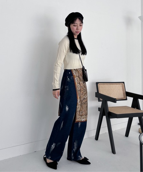 EPIMI E'PIMMY(エピミエピミー)の「箔ペイントワイドストレートデニム(デニムパンツ・レディース・ブルー/ネイビー/アイボリー・SMALL/MEDIUM)」の16枚目の写真