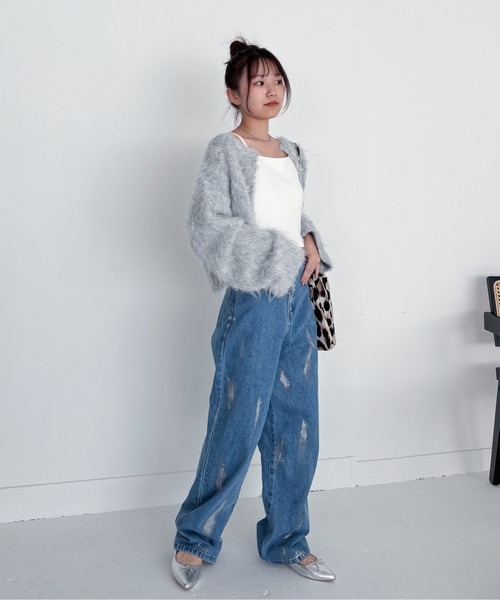 EPIMI E'PIMMY(エピミエピミー)の「箔ペイントワイドストレートデニム(デニムパンツ・レディース・ブルー/ネイビー/アイボリー・SMALL/MEDIUM)」の9枚目の写真