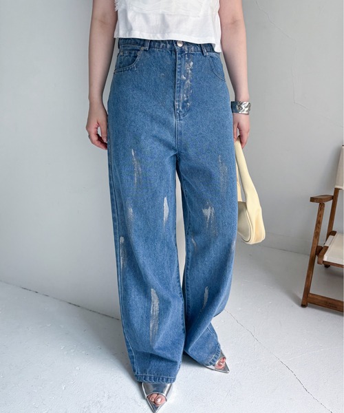 EPIMI E'PIMMY(エピミエピミー)の「箔ペイントワイドストレートデニム(デニムパンツ・レディース・ブルー/ネイビー/アイボリー・SMALL/MEDIUM)」の17枚目の写真