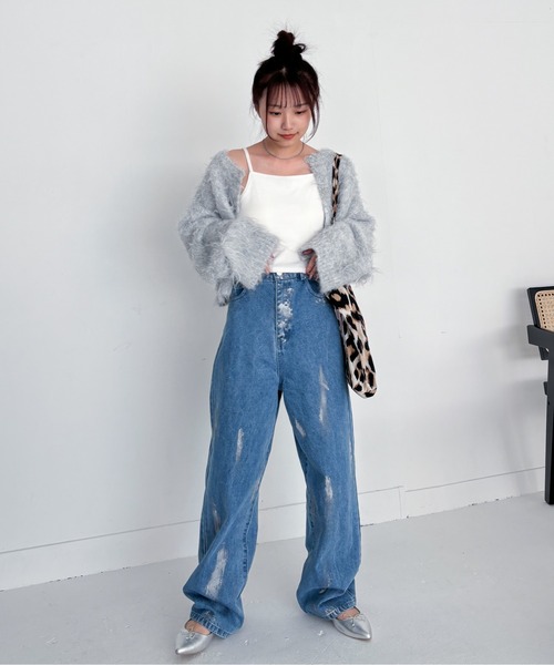 EPIMI E'PIMMY(エピミエピミー)の「箔ペイントワイドストレートデニム(デニムパンツ・レディース・ブルー/ネイビー/アイボリー・SMALL/MEDIUM)」の8枚目の写真