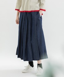 リネンコットンステッチプリーツスカート