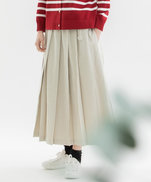 nop de nod(ノップドゥノッド)の「リネンコットンステッチプリーツスカート(スカート・レディース・ブラック/ライトベージュ/インディゴブルー・3)」の22枚目の写真