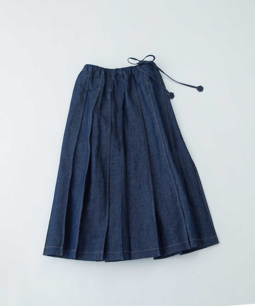 nop de nod(ノップドゥノッド)の「リネンコットンステッチプリーツスカート(スカート・レディース・ブラック/ライトベージュ/インディゴブルー・3)」の13枚目の写真