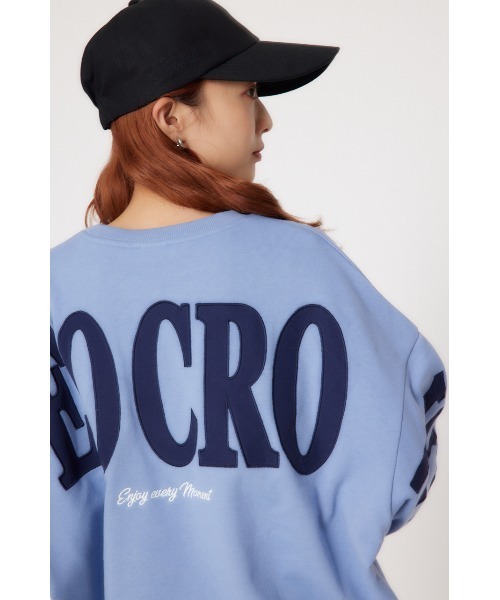 RODEO CROWNS WIDE BOWL（ロデオクラウンズワイドボウル）の「ロゴナイロンアップリケスウェット（スウェット・レディース・チャコールグレー/ブルー/グレー×ホワイト/ライトカーキ・FREE）」の9枚目の写真