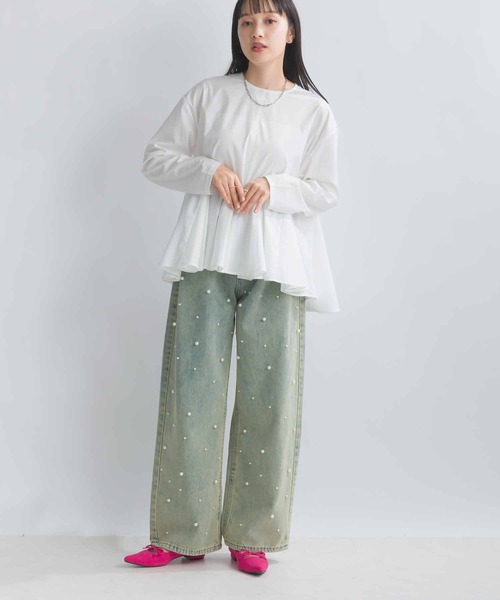 PICCIN（ピッチン）の「フレアブラウス（シャツ/ブラウス・レディース・ライトグリーン/ブラック/オフホワイト・M）」の13枚目の写真