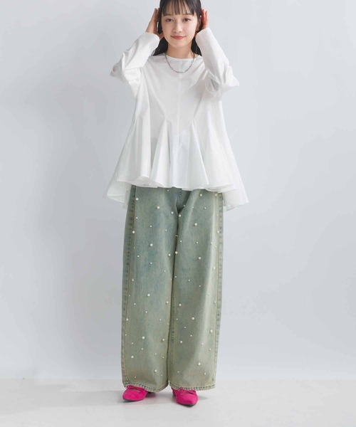 PICCIN（ピッチン）の「フレアブラウス（シャツ/ブラウス・レディース・ライトグリーン/ブラック/オフホワイト・M）」の15枚目の写真