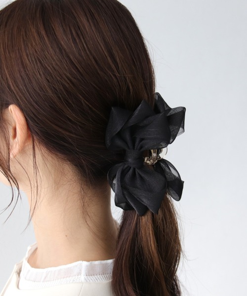 シフォンリボンバンス（バレッタ/ヘアクリップ）｜Three Four