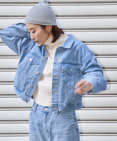 Auntie Rosa Holiday（アンティローザホリデー）の「クロップドデニムジャケット（デニムジャケット・レディース・ブルー/ライトブルー・FREE）」の21枚目の写真