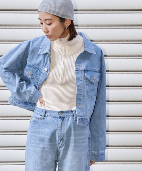 Auntie Rosa Holiday（アンティローザホリデー）の「クロップドデニムジャケット（デニムジャケット・レディース・ブルー/ライトブルー・FREE）」の22枚目の写真