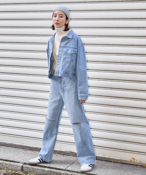 Auntie Rosa Holiday（アンティローザホリデー）の「クロップドデニムジャケット（デニムジャケット・レディース・ブルー/ライトブルー・FREE）」の17枚目の写真