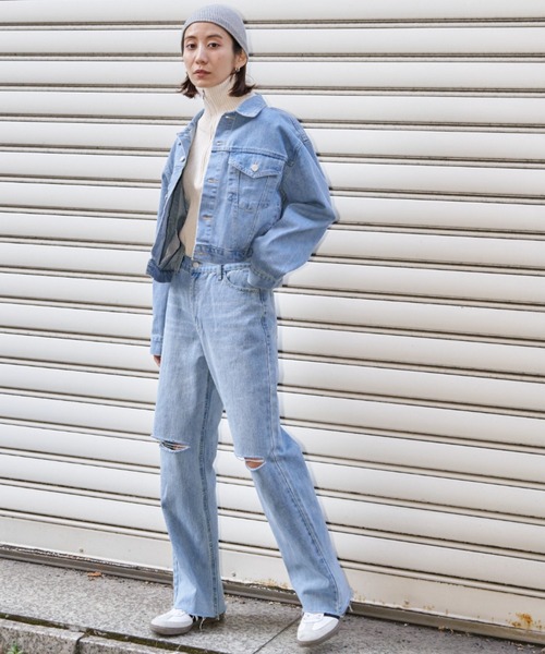 Auntie Rosa Holiday（アンティローザホリデー）の「クロップドデニムジャケット（デニムジャケット・レディース・ブルー/ライトブルー・FREE）」の16枚目の写真