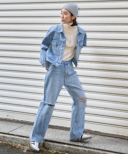 Auntie Rosa Holiday（アンティローザホリデー）の「クロップドデニムジャケット（デニムジャケット・レディース・ブルー/ライトブルー・FREE）」の18枚目の写真