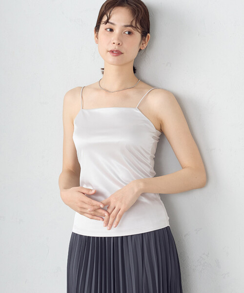 COMME CA ISM(コムサイズム)の「【吸水速乾】 ナローストラップ キャミソール(キャミソール・レディース・ブラック/ライトグレー/ホワイト・LARGE/MEDIUM)」の3枚目の写真
