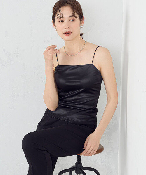 COMME CA ISM(コムサイズム)の「【吸水速乾】 ナローストラップ キャミソール(キャミソール・レディース・ブラック/ライトグレー/ホワイト・LARGE/MEDIUM)」の2枚目の写真