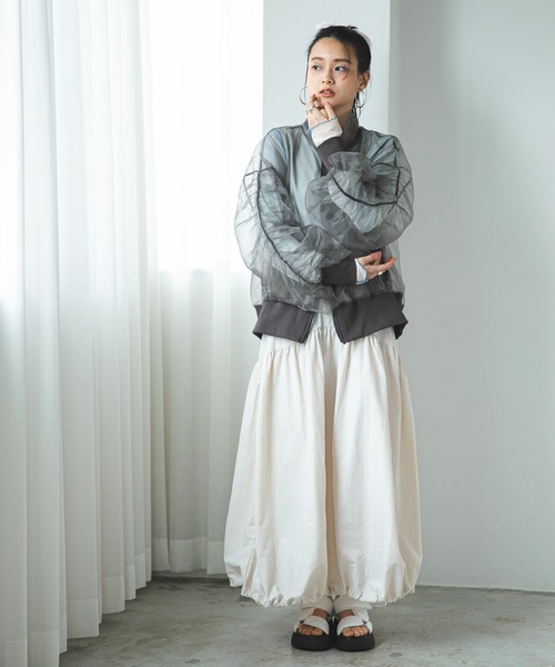 bohmal(ボマール)の「スリーブシャーリングシアーブルゾン(ブルゾン・レディース・グレー/ブラック・FREE)」の5枚目の写真