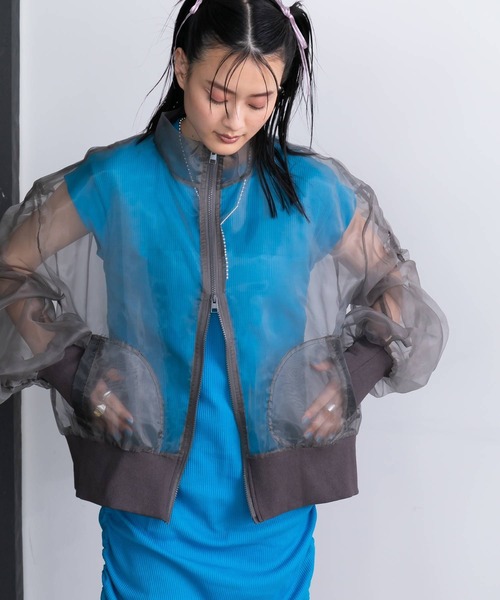 bohmal(ボマール)の「スリーブシャーリングシアーブルゾン(ブルゾン・レディース・グレー/ブラック・FREE)」の19枚目の写真