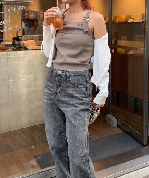 SHAGGIE(シャギー)の「バックルベルト付きピグメント加工タンクトップ(Tシャツ/カットソー・レディース・ベージュ/カーキ・FREE)」の10枚目の写真