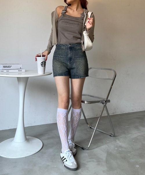 SHAGGIE(シャギー)の「バックルベルト付きピグメント加工タンクトップ(Tシャツ/カットソー・レディース・ベージュ/カーキ・FREE)」の7枚目の写真