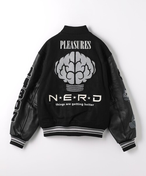 PLEASURES（プレジャー）の「＜PLEASURES × N.E.R.D.＞ バーシティ ジャケット（ブルゾン・メンズ・ブラック・M）」の2枚目の写真