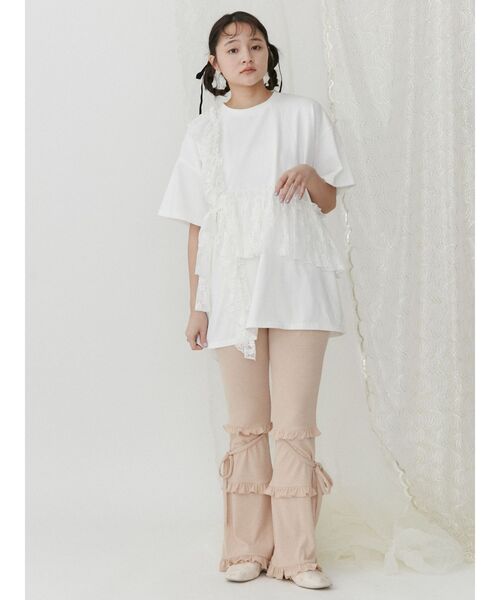 merry jenny（メリージェニー）の「ﾚｰｽﾌﾘﾙBig Tee（Tシャツ/カットソー・レディース・オフホワイト/グリーン/ブラック・FREE）」の13枚目の写真