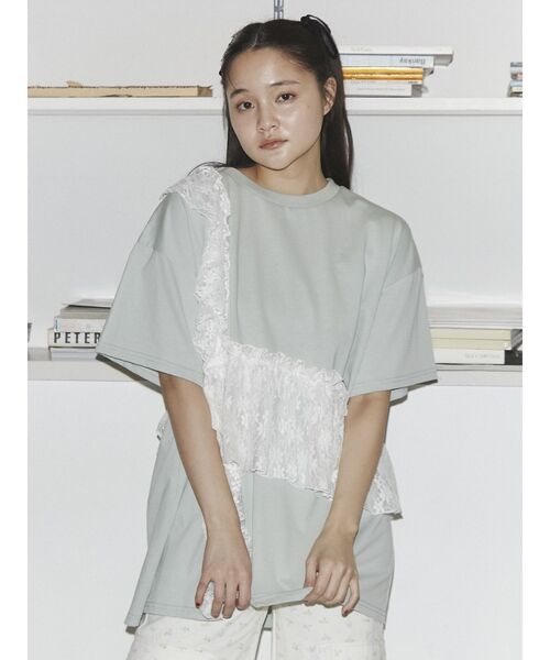 merry jenny（メリージェニー）の「ﾚｰｽﾌﾘﾙBig Tee（Tシャツ/カットソー・レディース・オフホワイト/グリーン/ブラック・FREE）」の16枚目の写真