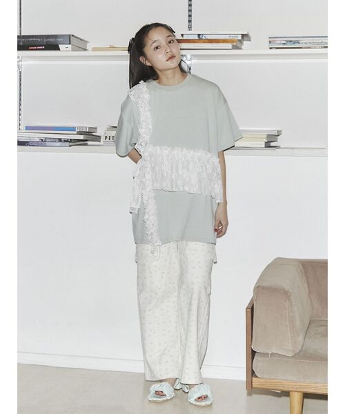 merry jenny（メリージェニー）の「ﾚｰｽﾌﾘﾙBig Tee（Tシャツ/カットソー・レディース・オフホワイト/グリーン/ブラック・FREE）」の17枚目の写真