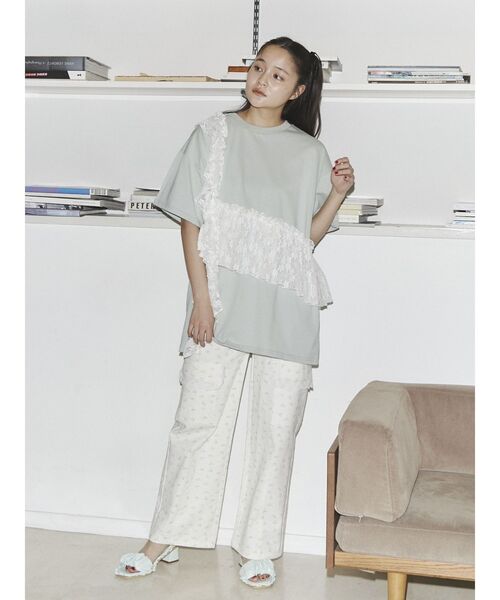 merry jenny（メリージェニー）の「ﾚｰｽﾌﾘﾙBig Tee（Tシャツ/カットソー・レディース・オフホワイト/グリーン/ブラック・FREE）」の18枚目の写真