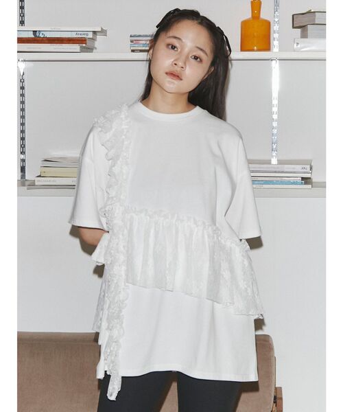 merry jenny（メリージェニー）の「ﾚｰｽﾌﾘﾙBig Tee（Tシャツ/カットソー・レディース・オフホワイト/グリーン/ブラック・FREE）」の19枚目の写真