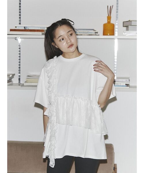 merry jenny（メリージェニー）の「ﾚｰｽﾌﾘﾙBig Tee（Tシャツ/カットソー・レディース・オフホワイト/グリーン/ブラック・FREE）」の20枚目の写真