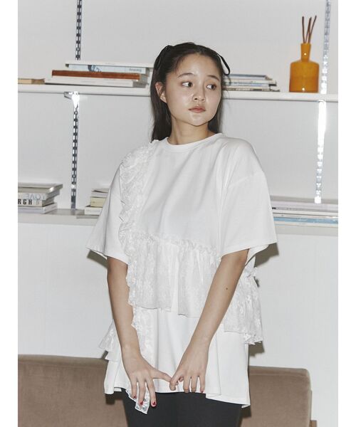 merry jenny（メリージェニー）の「ﾚｰｽﾌﾘﾙBig Tee（Tシャツ/カットソー・レディース・オフホワイト/グリーン/ブラック・FREE）」の21枚目の写真