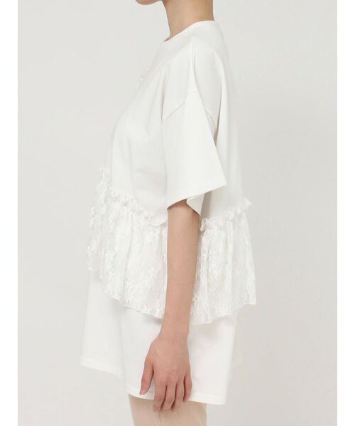 merry jenny（メリージェニー）の「ﾚｰｽﾌﾘﾙBig Tee（Tシャツ/カットソー・レディース・オフホワイト/グリーン/ブラック・FREE）」の5枚目の写真