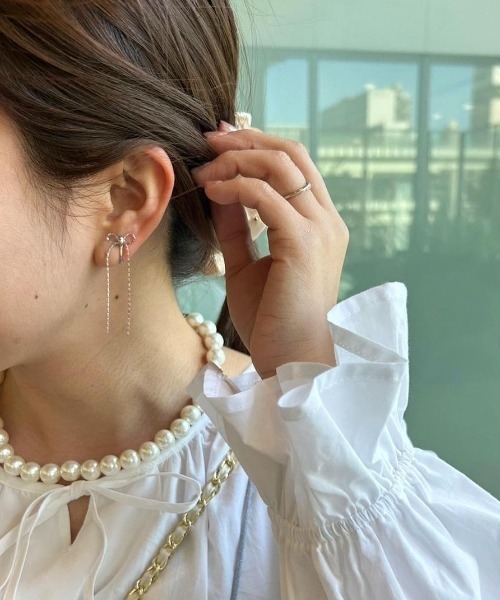 flower（フラワー）の「チェーンリボンイヤリング（イヤリング・レディース・シルバー/ゴールド・FREE）」の16枚目の写真